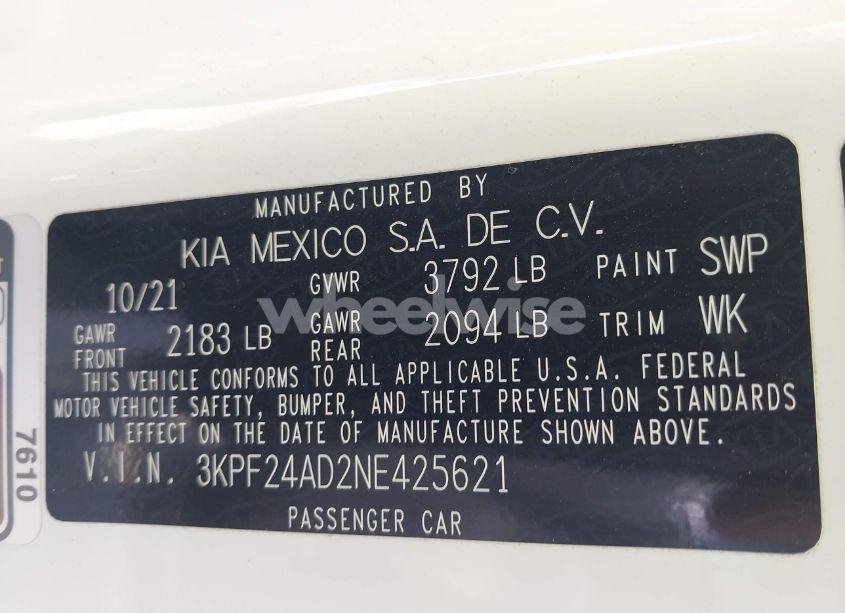 Photo 9 of 2022 Kia Forte LXS (VIN 3KPF24AD2NE425621)