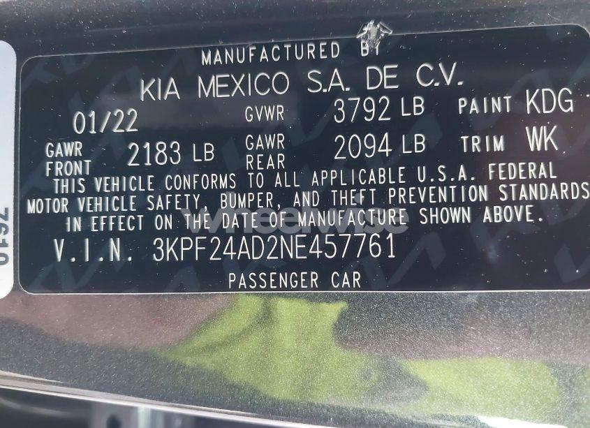 Photo 9 of 2022 Kia Forte LXS (VIN 3KPF24AD2NE457761)