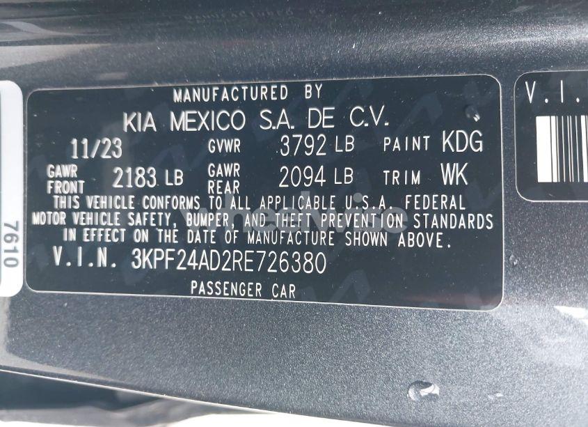 Photo 9 of 2024 Kia Forte LXS (VIN 3KPF24AD2RE726380)
