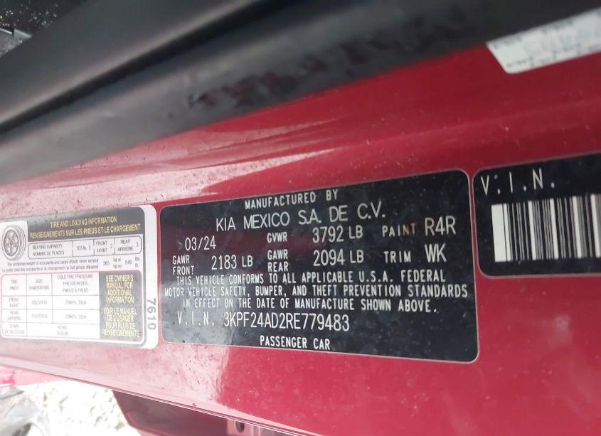 Photo 9 of 2024 Kia Forte LXS (VIN 3KPF24AD2RE779483)