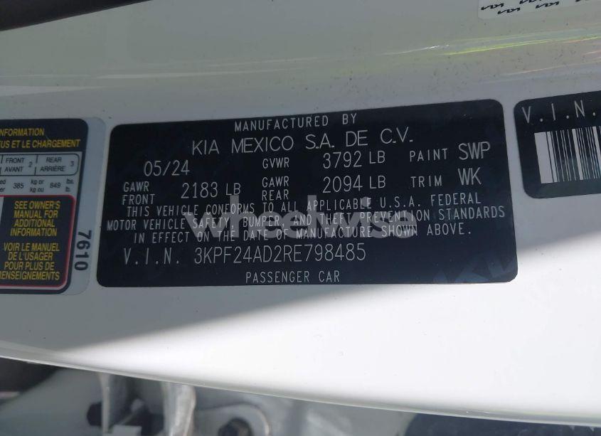 Photo 9 of 2024 Kia Forte LXS (VIN 3KPF24AD2RE798485)