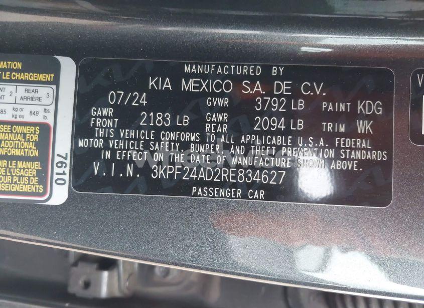 Photo 9 of 2024 Kia Forte LXS (VIN 3KPF24AD2RE834627)