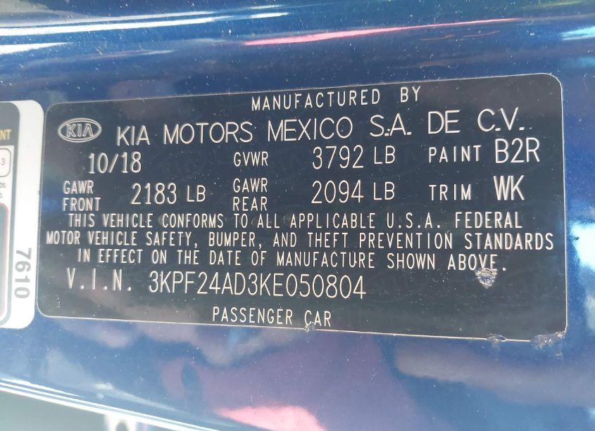 Photo 9 of 2019 Kia Forte LXS (VIN 3KPF24AD3KE050804)