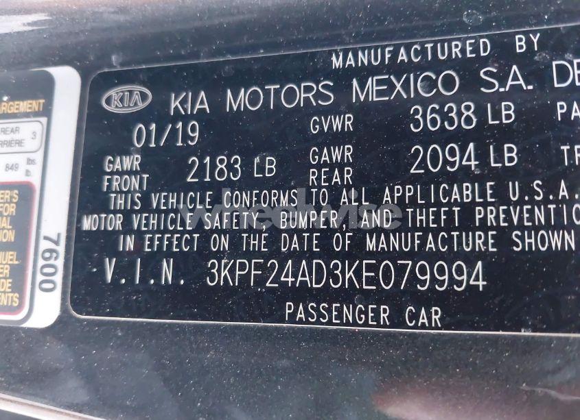 Photo 9 of 2019 Kia Forte FE (VIN 3KPF24AD3KE079994)