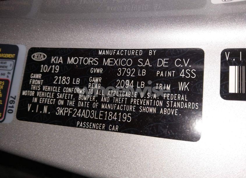 Photo 9 of 2020 Kia Forte LXS (VIN 3KPF24AD3LE184195)
