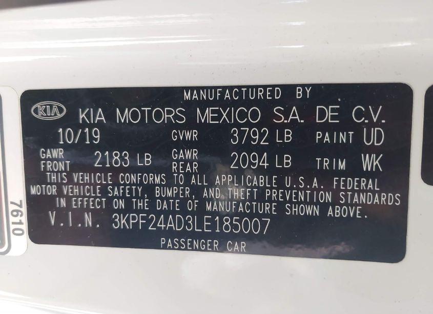 Photo 9 of 2020 Kia Forte LXS (VIN 3KPF24AD3LE185007)
