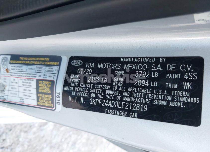 Photo 9 of 2020 Kia Forte LXS (VIN 3KPF24AD3LE212819)