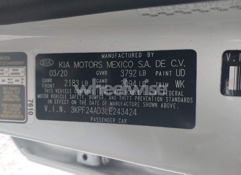 Photo 9 of 2020 Kia Forte LXS (VIN 3KPF24AD3LE243424)