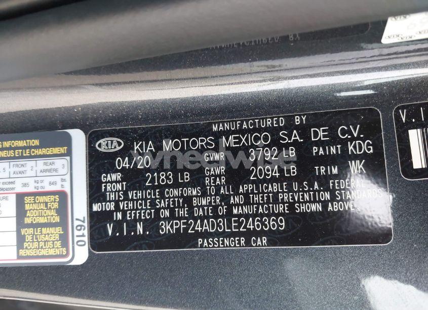 Photo 9 of 2020 Kia Forte LXS (VIN 3KPF24AD3LE246369)