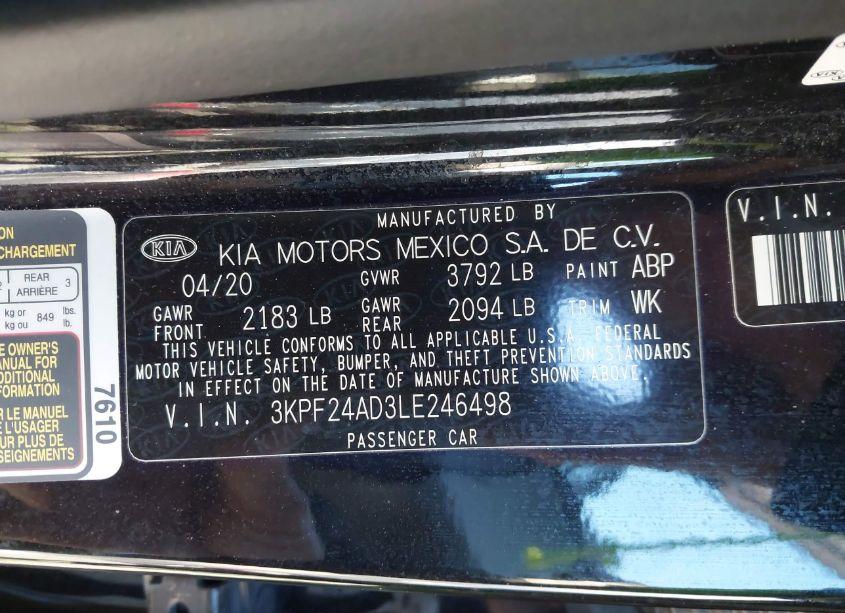 Photo 9 of 2020 Kia Forte LXS (VIN 3KPF24AD3LE246498)