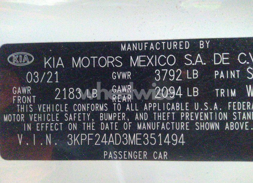 Photo 9 of 2021 Kia Forte LXS (VIN 3KPF24AD3ME351494)