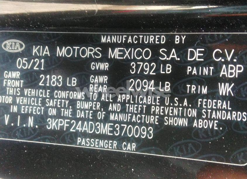 Photo 9 of 2021 Kia Forte LXS (VIN 3KPF24AD3ME370093)