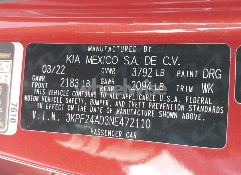 Photo 9 of 2022 Kia Forte LXS (VIN 3KPF24AD3NE472110)