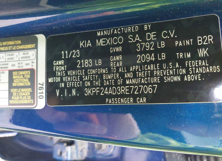Photo 9 of 2024 Kia Forte LXS (VIN 3KPF24AD3RE727067)