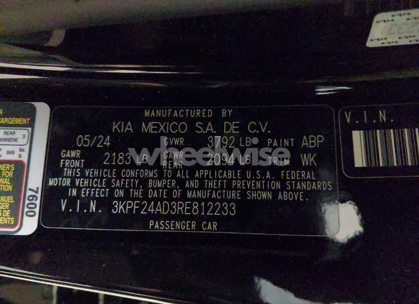 Photo 9 of 2024 Kia Forte LX (VIN 3KPF24AD3RE812233)