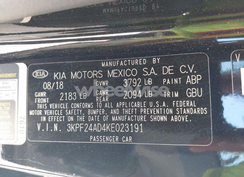 Photo 9 of 2019 Kia Forte LXS (VIN 3KPF24AD4KE023191)