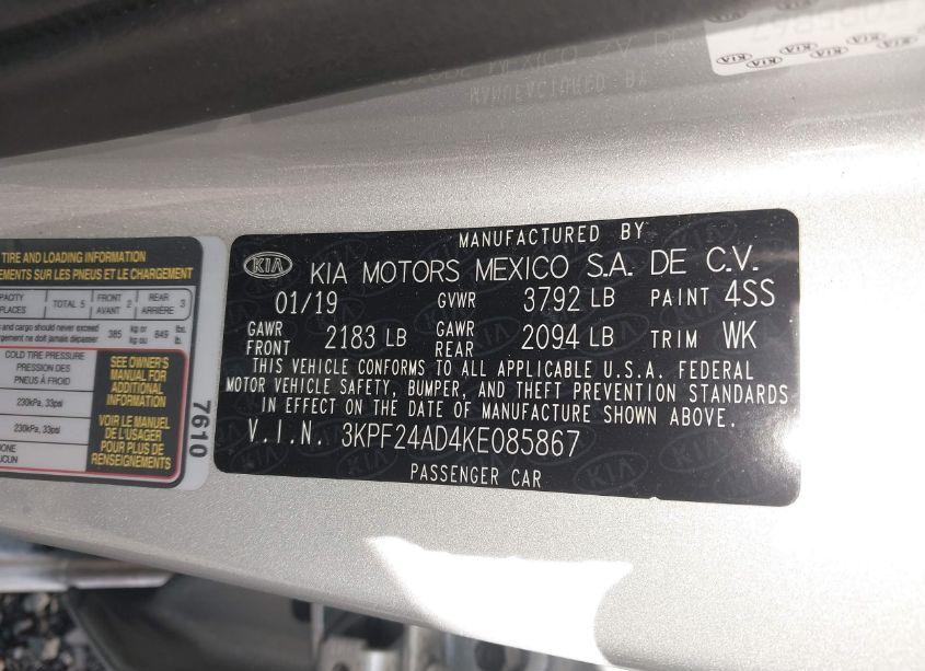 Photo 9 of 2019 Kia Forte LXS (VIN 3KPF24AD4KE085867)