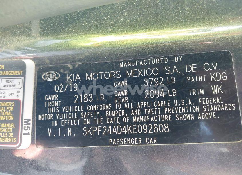 Photo 9 of 2019 Kia Forte LXS (VIN 3KPF24AD4KE092608)