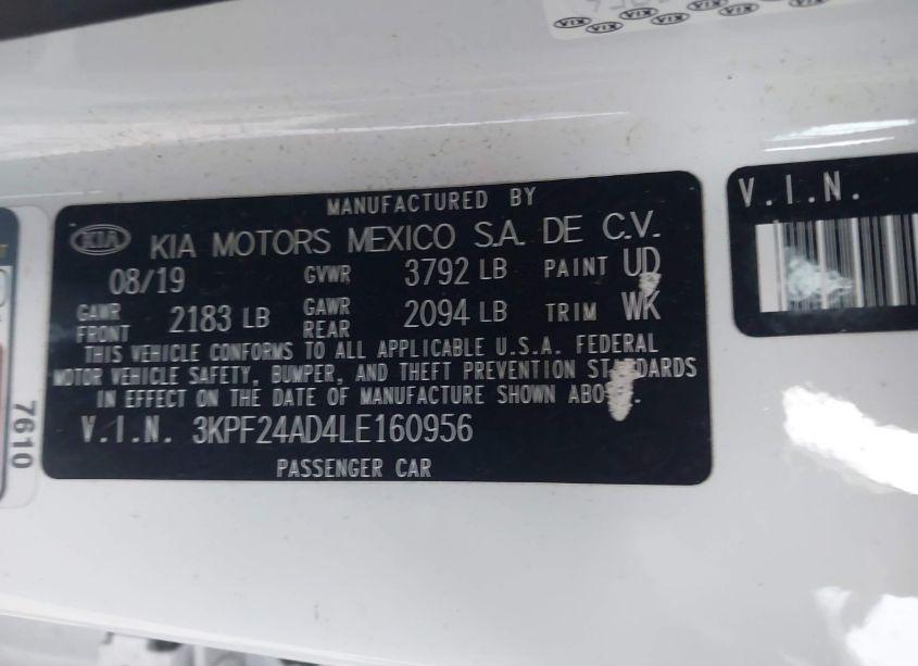 Photo 9 of 2020 Kia Forte LXS (VIN 3KPF24AD4LE160956)