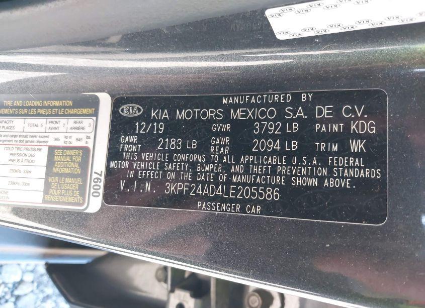 Photo 9 of 2020 Kia Forte FE (VIN 3KPF24AD4LE205586)