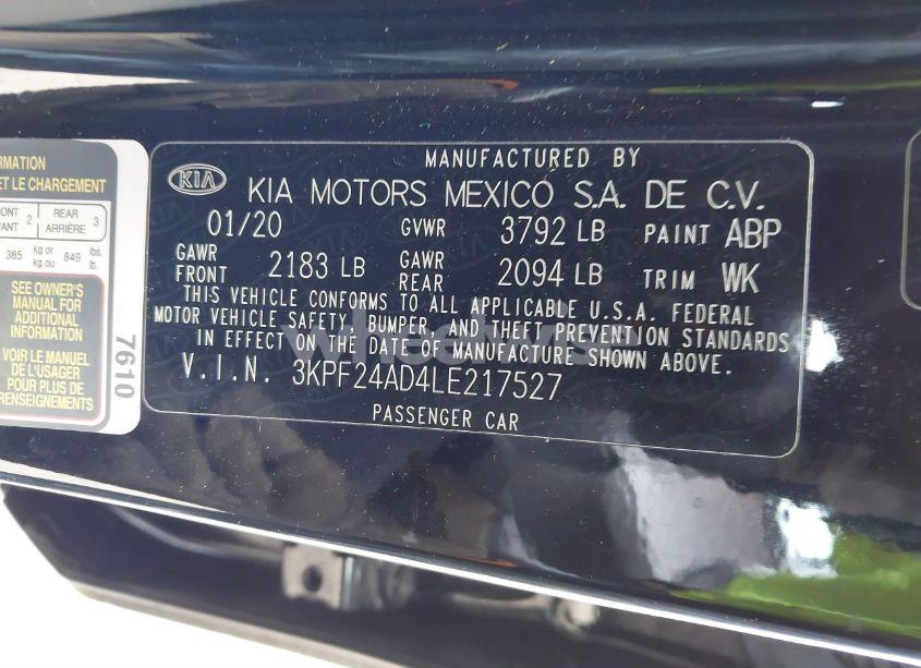 Photo 9 of 2020 Kia Forte LXS (VIN 3KPF24AD4LE217527)