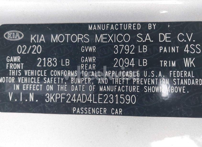 Photo 9 of 2020 Kia Forte LXS (VIN 3KPF24AD4LE231590)