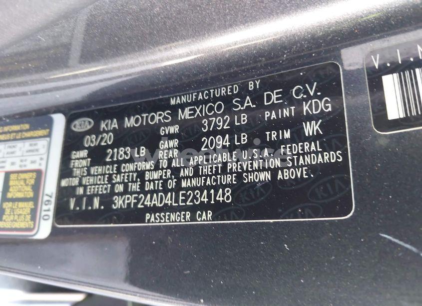 Photo 9 of 2020 Kia Forte LXS (VIN 3KPF24AD4LE234148)