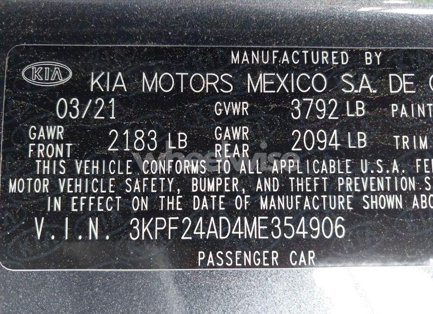 Photo 9 of 2021 Kia Forte LXS (VIN 3KPF24AD4ME354906)