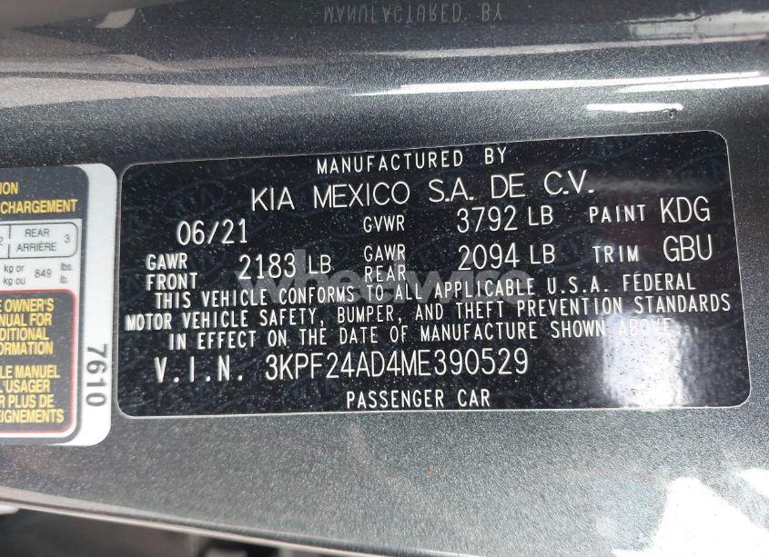 Photo 9 of 2021 Kia Forte LXS (VIN 3KPF24AD4ME390529)