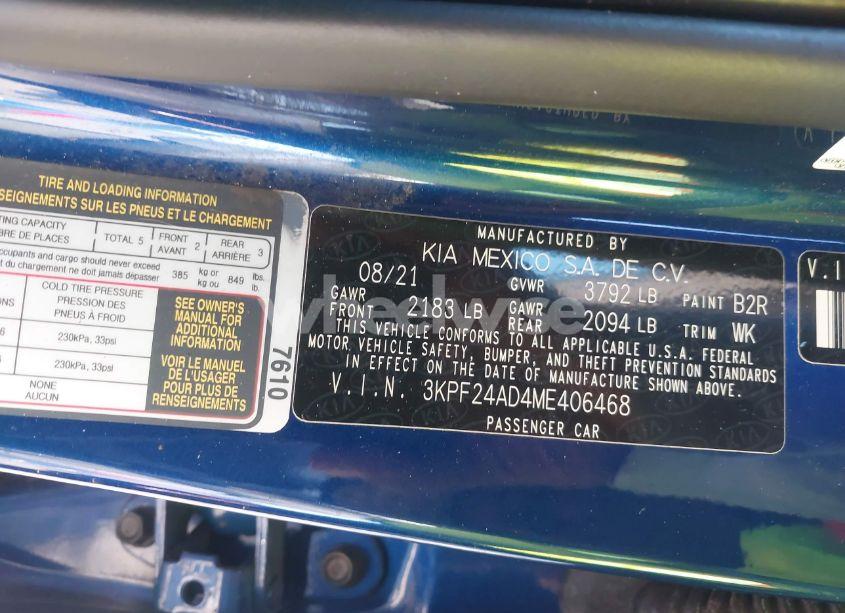 Photo 9 of 2021 Kia Forte LXS (VIN 3KPF24AD4ME406468)