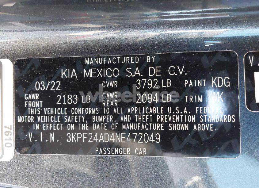 Photo 9 of 2022 Kia Forte LXS (VIN 3KPF24AD4NE472049)