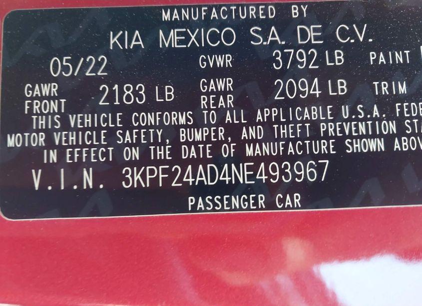 Photo 9 of 2022 Kia Forte LXS (VIN 3KPF24AD4NE493967)