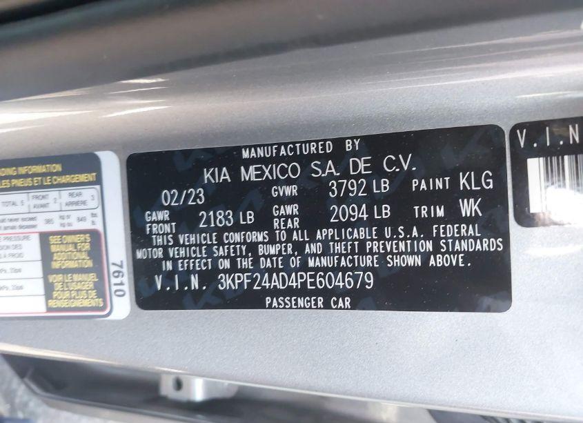 Photo 9 of 2023 Kia Forte LXS (VIN 3KPF24AD4PE604679)