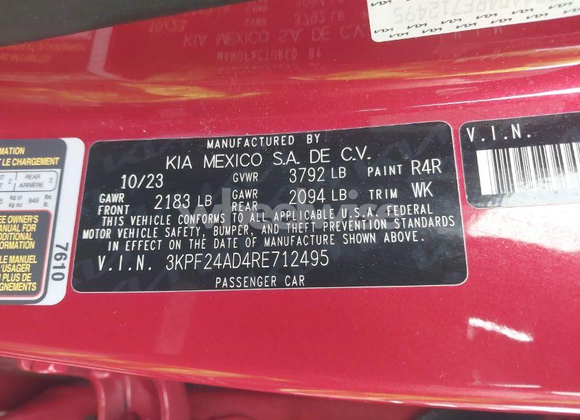 Photo 9 of 2024 Kia Forte LXS (VIN 3KPF24AD4RE712495)