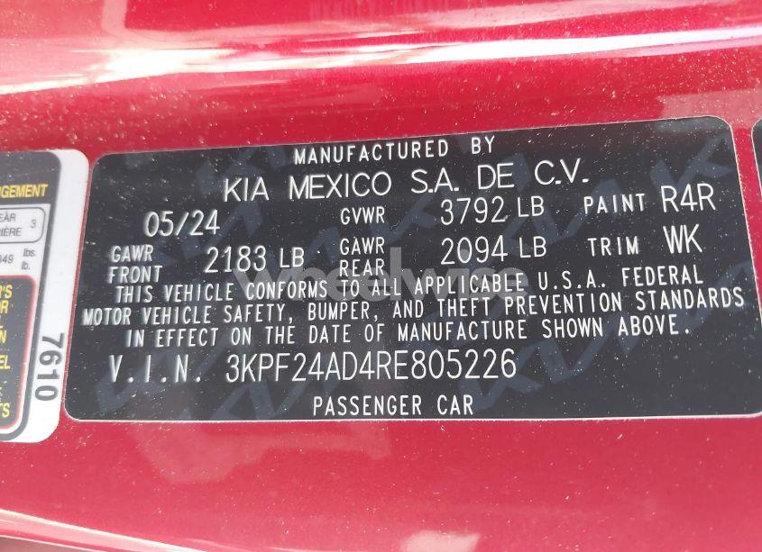 Photo 9 of 2024 Kia Forte LXS (VIN 3KPF24AD4RE805226)