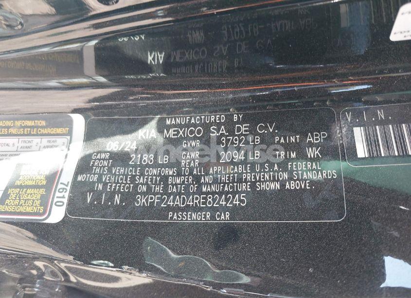 Photo 9 of 2024 Kia Forte LXS (VIN 3KPF24AD4RE824245)