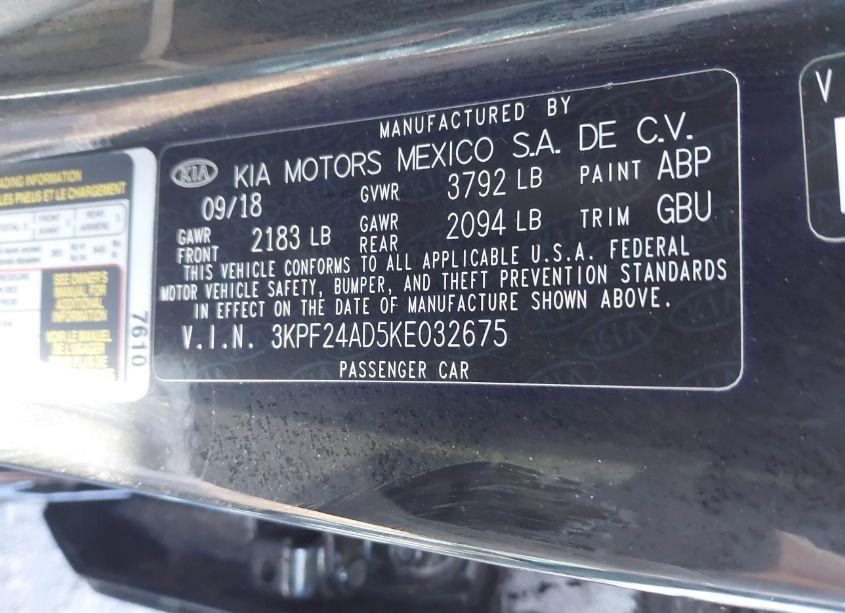 Photo 9 of 2019 Kia Forte LXS (VIN 3KPF24AD5KE032675)