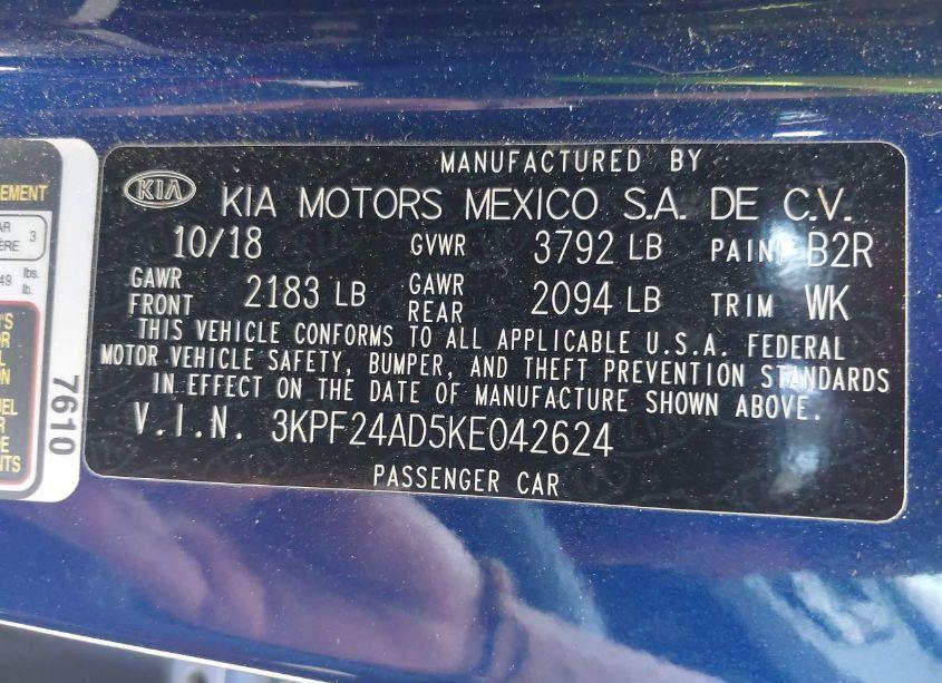 Photo 9 of 2019 Kia Forte LXS (VIN 3KPF24AD5KE042624)