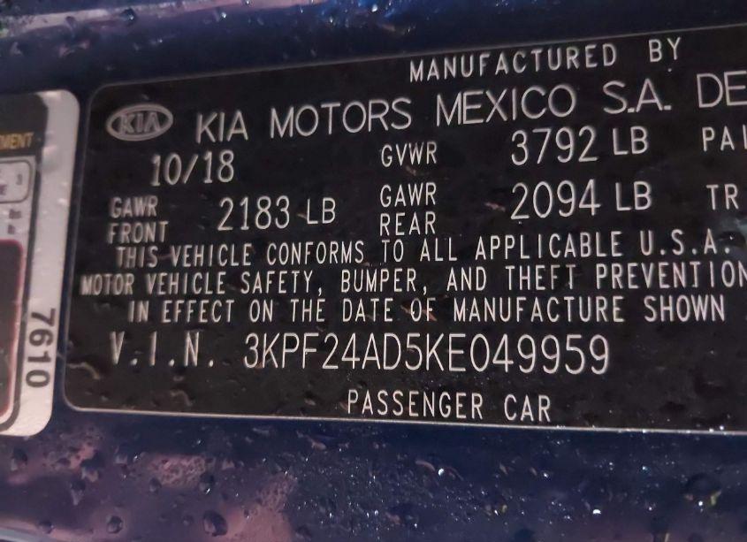 Photo 9 of 2019 Kia Forte LXS (VIN 3KPF24AD5KE049959)