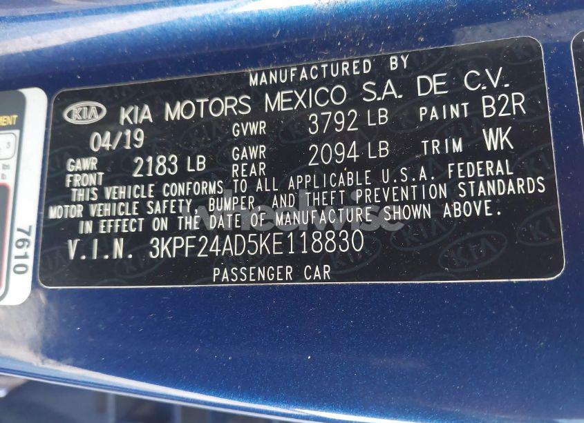 Photo 9 of 2019 Kia Forte LXS (VIN 3KPF24AD5KE118830)