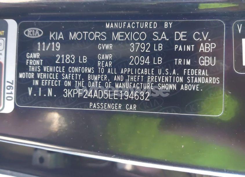 Photo 9 of 2020 Kia Forte LXS (VIN 3KPF24AD5LE194632)