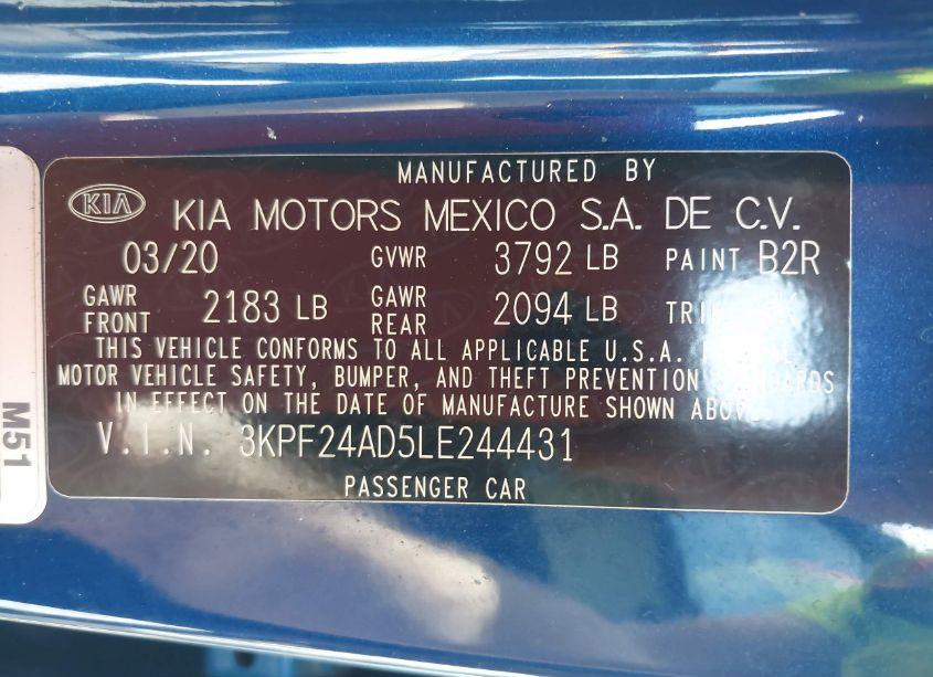 Photo 9 of 2020 Kia Forte LXS (VIN 3KPF24AD5LE244431)