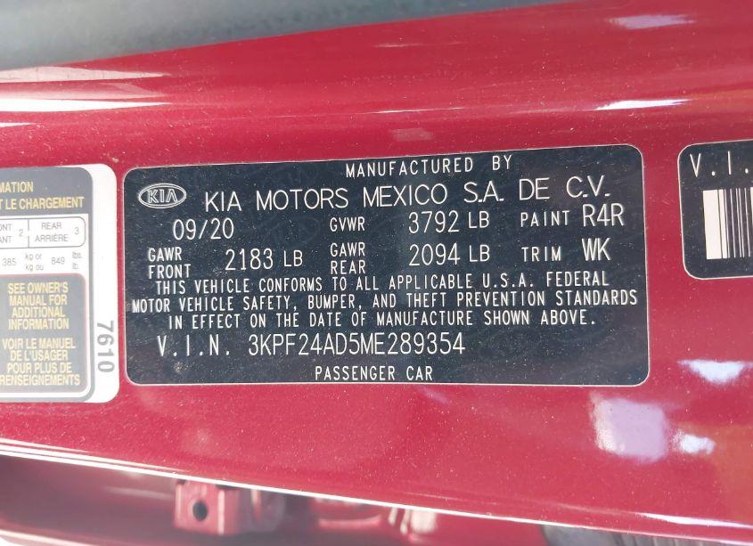 Photo 9 of 2021 Kia Forte LXS (VIN 3KPF24AD5ME289354)