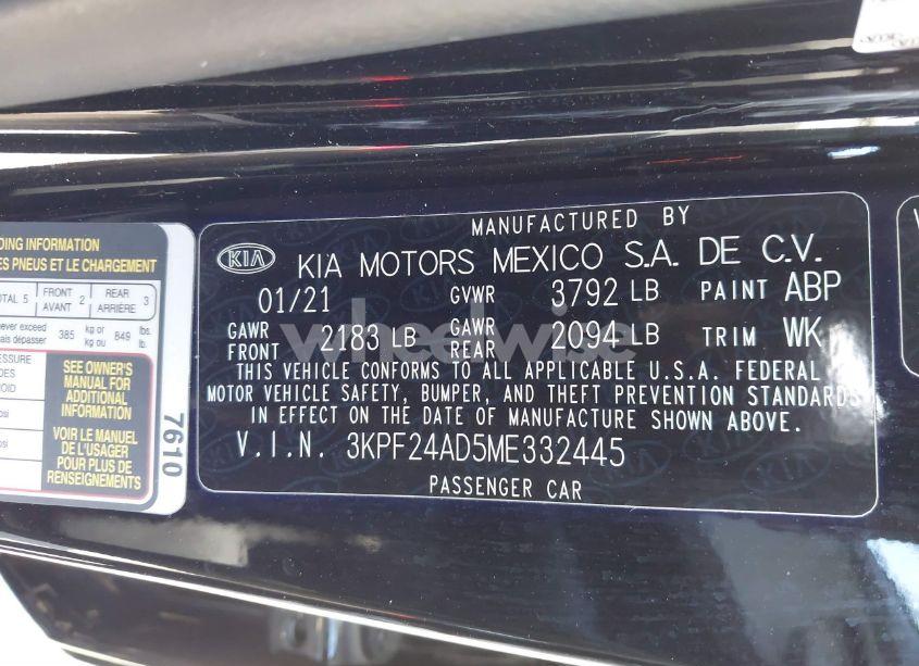 Photo 9 of 2021 Kia Forte LXS (VIN 3KPF24AD5ME332445)