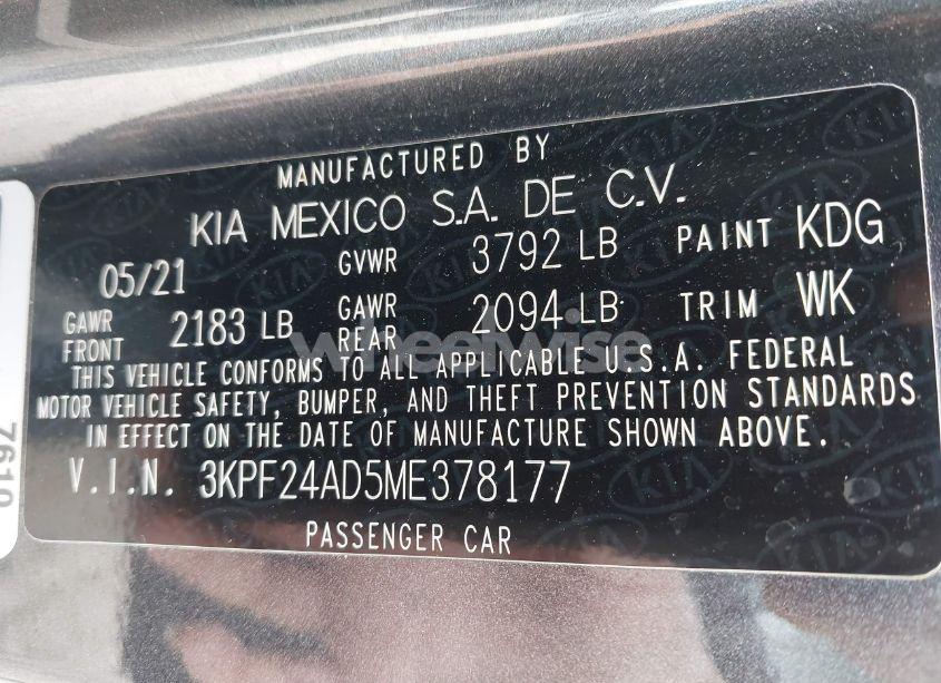Photo 9 of 2021 Kia Forte LXS (VIN 3KPF24AD5ME378177)