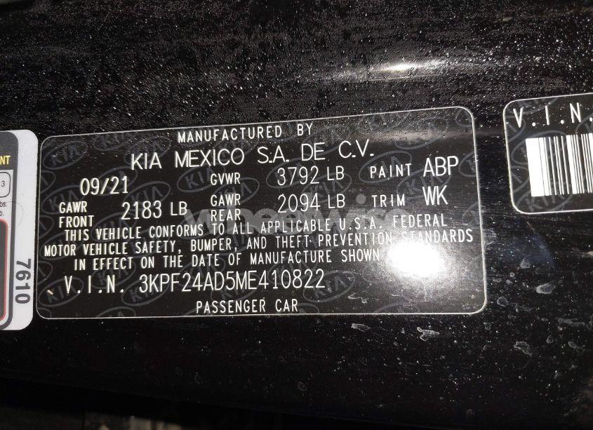 Photo 9 of 2021 Kia Forte LXS (VIN 3KPF24AD5ME410822)