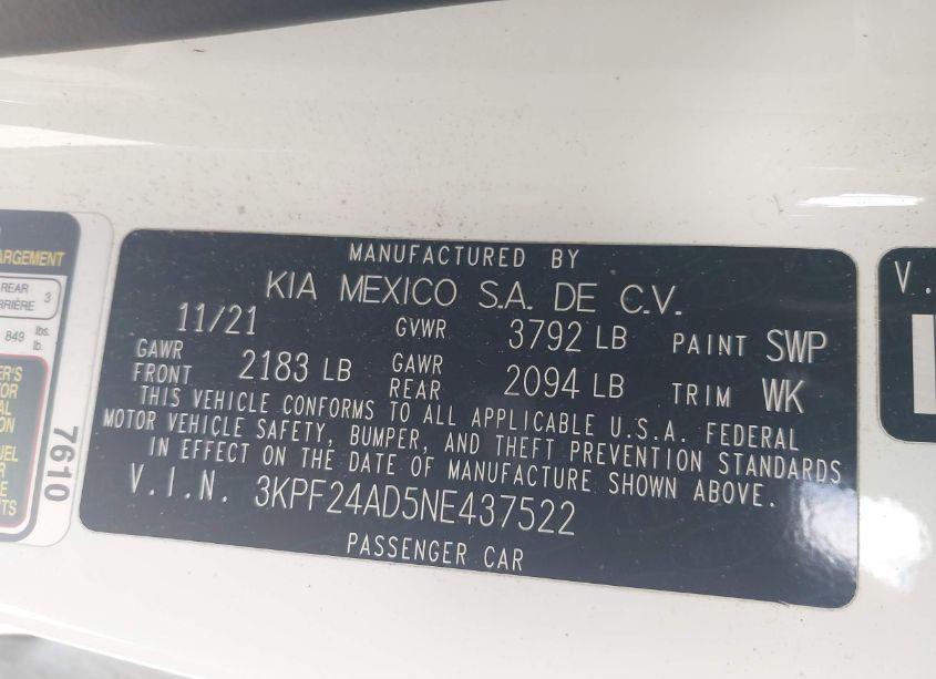 Photo 9 of 2022 Kia Forte LXS (VIN 3KPF24AD5NE437522)