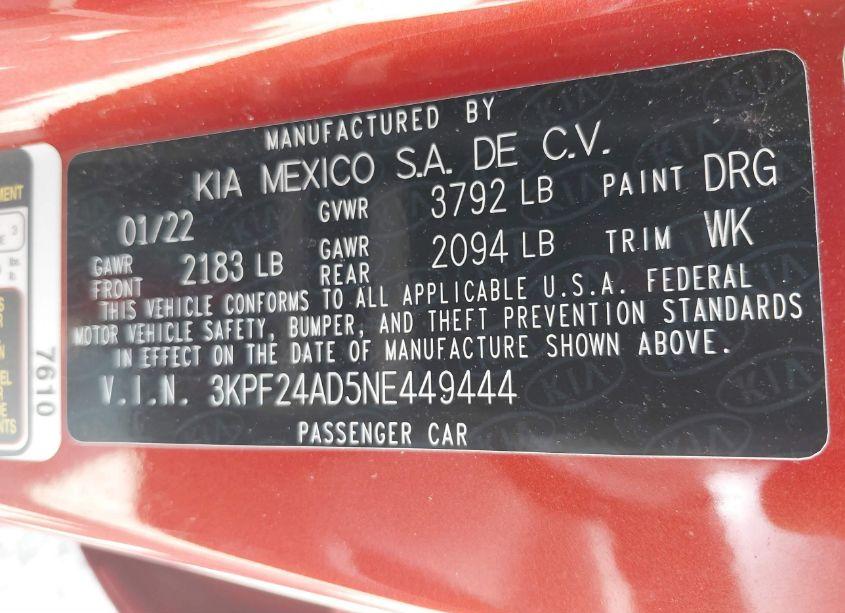 Photo 9 of 2022 Kia Forte LXS (VIN 3KPF24AD5NE449444)