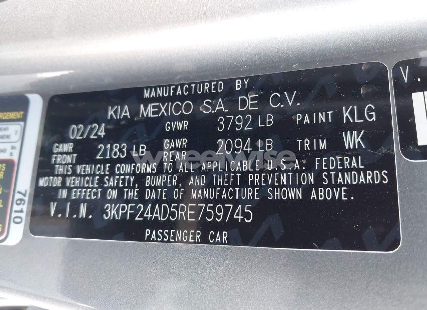 Photo 9 of 2024 Kia Forte LXS (VIN 3KPF24AD5RE759745)