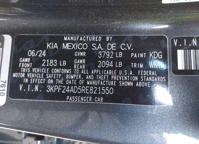 Photo 9 of 2024 Kia Forte LXS (VIN 3KPF24AD5RE821550)